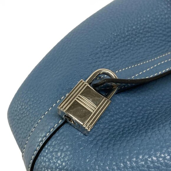 Auth HERMES Picotin Lock PM - Blue Jean Taurillon Clemence Square R Handbag - Picture 6 of 16